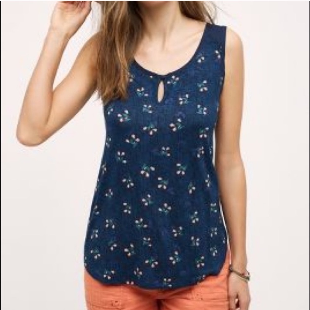 Anthropologie Akemi & Kin Mai Navy Keyhole Tank